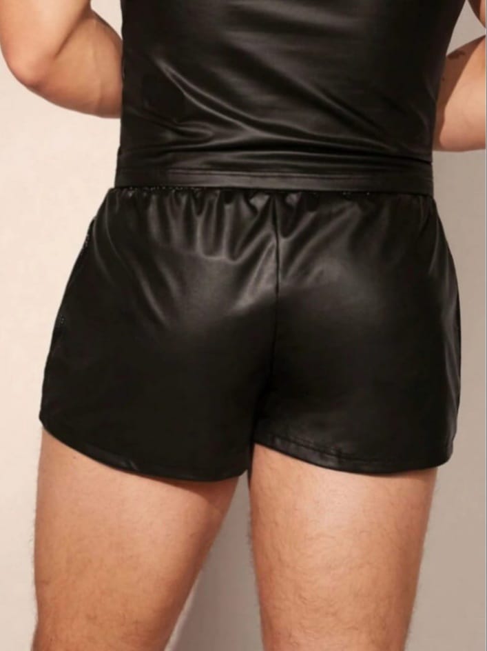 Men's Solid Color Drawstring Side Opening Perspective Shorts